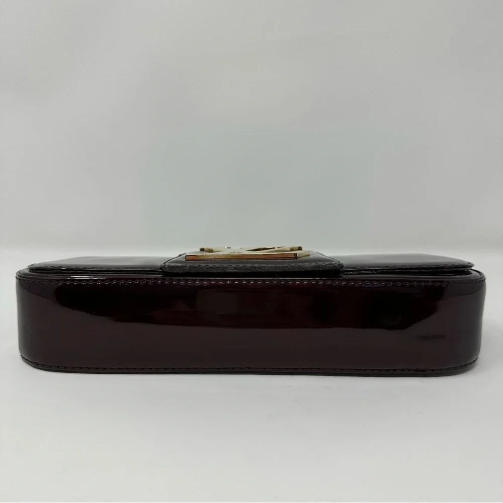 Louis Vuitton Dark Burgundy Clutch with Gold Logo